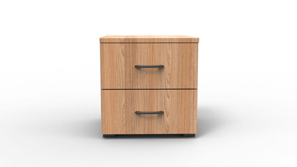 wooden side table front view with shadow 3d render