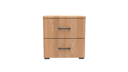 wooden side table front view without shadow 3d render