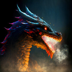Fierce Inferno: The Dark Dragon's Breath. Generative AI
