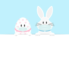 Osterei & Weißer Osterhase Maske Halten Banner Himmel