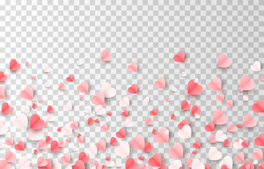 Vector paper hearts png. Heart shaped confetti png. Paper hearts on the surface. Valentine's Day, March 8, Mother's Day.
