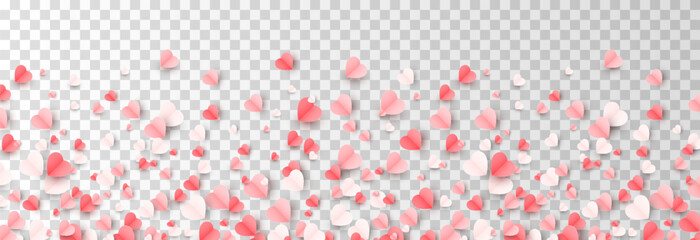 Vector paper hearts png. Heart shaped confetti png. Paper hearts on the surface. Valentine's Day, March 8, Mother's Day.