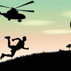 Fototapeta na wymiar silhouette of a helicopter