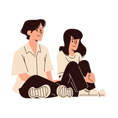 man and woman couple sitting together. young male and female people character. isolated flat vector illustration.