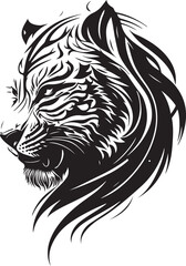 Vector illustration of tiger head with ornament