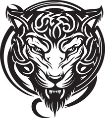Vector illustration of tiger head with ornament