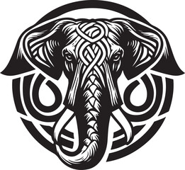 Vector illustration of elephant head with ornament