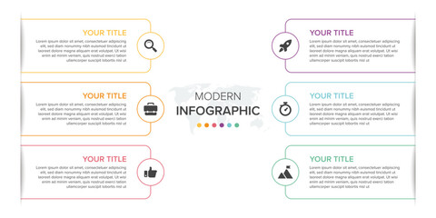Creative concept for infographic element vector 6 options, steps, list, process. Abstract elements of graph, diagram with steps, options, parts or processes, timeline infographics, workflow or chart.