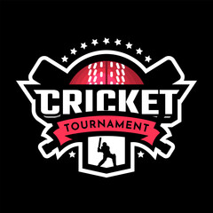 Fototapeta na wymiar Cricket tournament. Sport logo emblem on a dark background. Vector illustration.