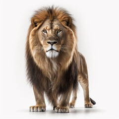 Großer Löwe auf weißem Hintergrund isoliert (erstellt durch KI-Tool)