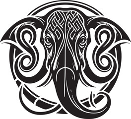 Vector illustration of elephant head with ornament