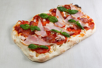 pizza with tomato and mozzarella