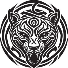 Vector illustration of tiger head with ornament