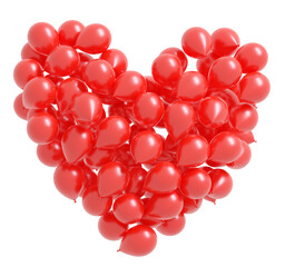 Fototapeta premium Heart from red balloons. Isolated on transparent background