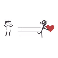 Bandit cartoon design stealing a woman's heart. love thief