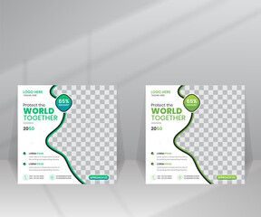Make Green World Together Social Media Post, Leaflet, Poster template