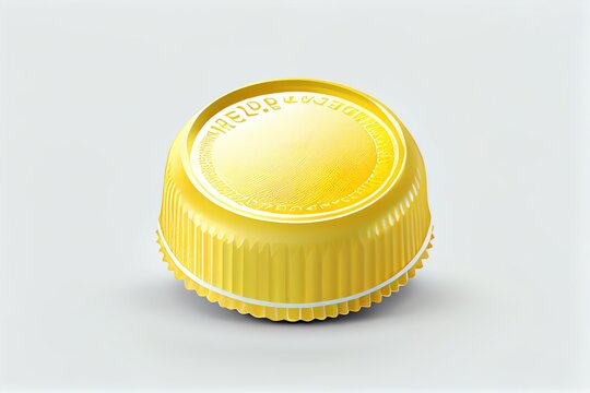 A realistic bottle cap mockup for beer or lemonade, isolated on a white background. Generative AI