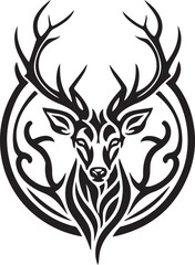 Vector illustration of deer head with ornament