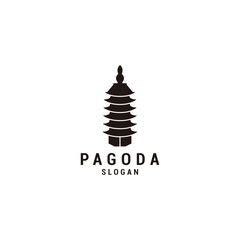 Pagoda logo icon design template flat
