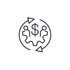 Electronic financial generator. easy business process. Vector linear icon isolated on white background.