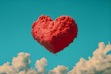 Heart cloud in red, pink white, love cloud in the sky