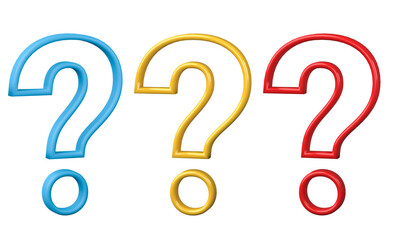 Set of Question Mark icon 3D render, png file format.