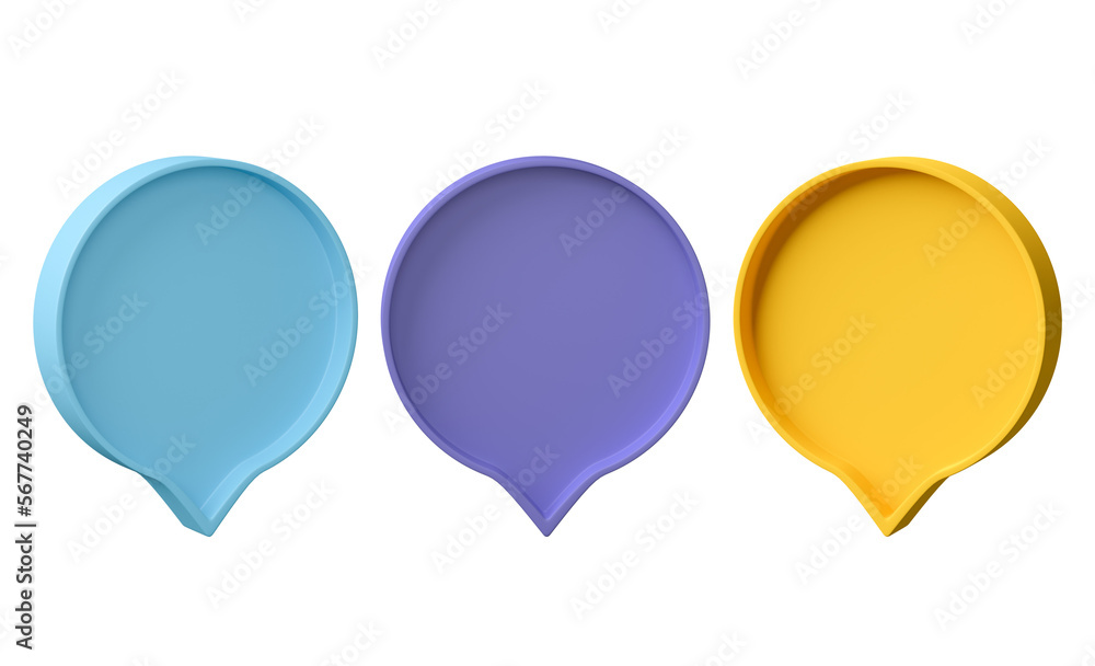 Poster set of speech bubble 3d render, png file format.