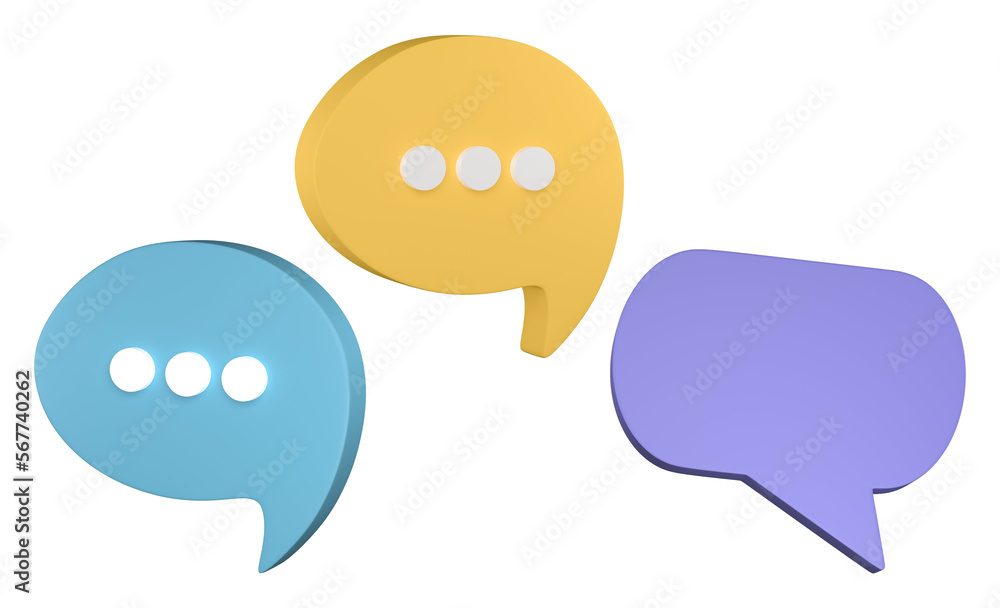 Poster set of speech bubble 3d render, png file format.