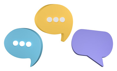 Set of speech bubble 3D render, png file format.