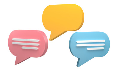 Set of speech bubble 3D render, png file format.