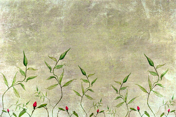 Tekstura motyw roślinny vintage jasna	
 - obrazy, fototapety, plakaty