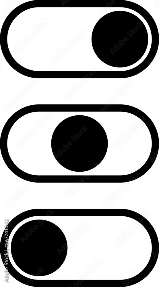 Poster on off switch button slider toggle icon set. vector image.