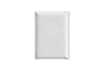 Empty blank white paper parcel bag isolated on a background. Shipping paper Bag Postal Packing. Postal package. 3d rendering. eco friendly.
