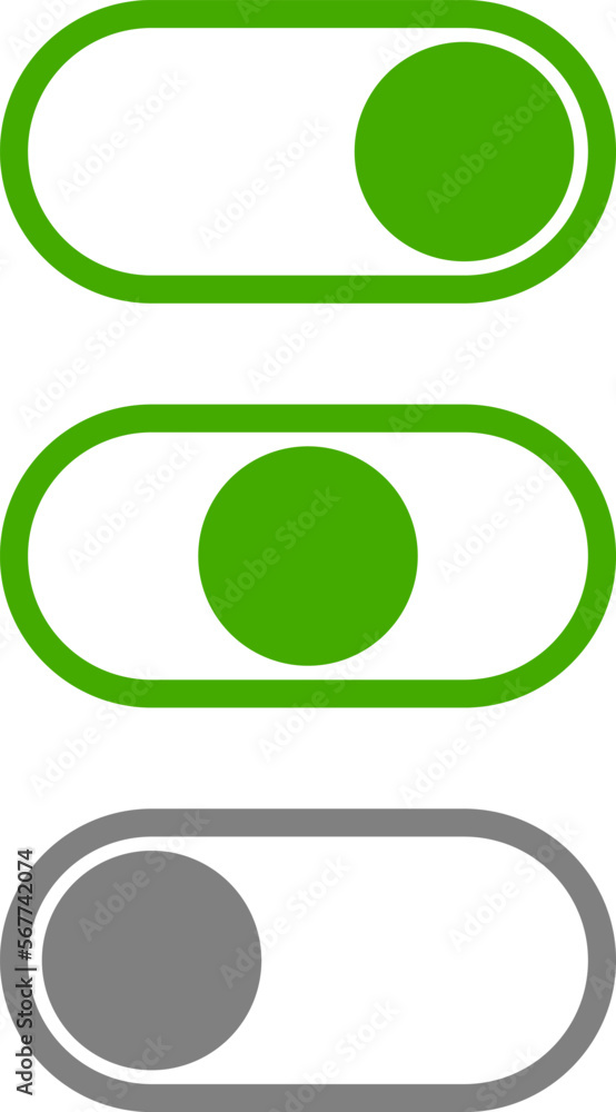 Poster on off switch button slider toggle icon set. vector image.