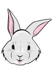 Cartoon Easter bunny face. Easy to use vector without gradients or other effects.