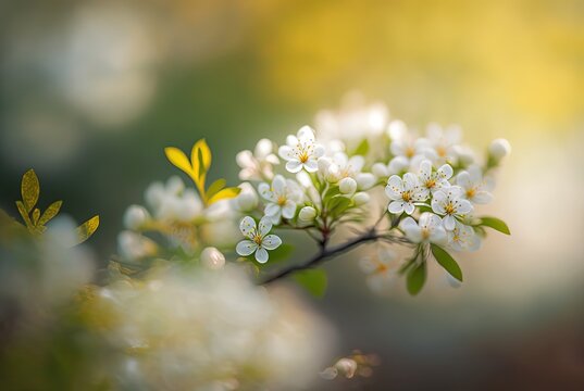 beautiful little white plum flowers blossoming, generative Ai