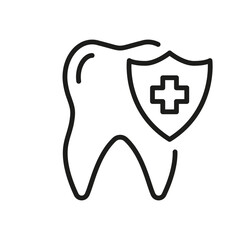 Medical Oral Care. Dental Treatment Sign. Dental Insurance Line Icon. Teeth Protection and Hygiene Linear Pictogram. Dentistry Outline Symbol. Editable Stroke. Isolated Vector Illustration