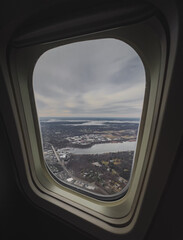 Fototapeta premium aerial view of new york city. downtown on a day with good weather.