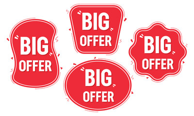 Vector big offer discount tag flat promotion vector big offer sale banner