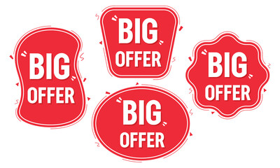 Vector big offer discount tag flat promotion vector big offer sale banner