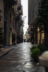 Narrow street in Milan downtown