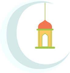 a moon decorated with hanging lamps as a symbol of Eid al-Fitr
