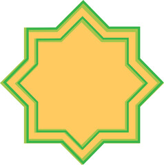 a green and yellow decoration of a mosque which is a place for Muslims to worship
