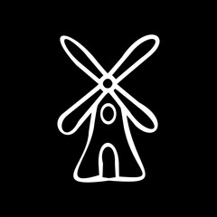Wind power icon isolated on black background. 