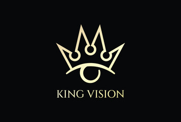 Elegant Luxury Golden King Queen Crown Eye Vision Logo