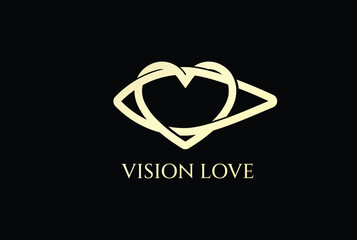 Elegant Luxury Golden Love Heart Eye Vision Monogram Icon Illustration Logo