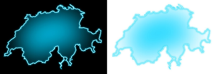 switzerland map blue glow futuristic transparent background
