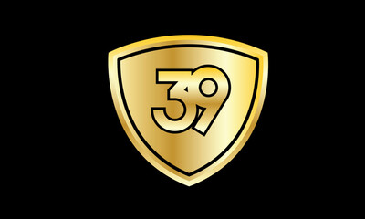 Number Gold Shield Security Black Logo