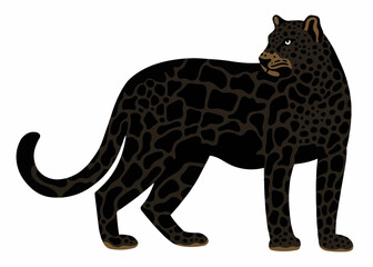 Melanistic leopard vector cartoon illustration