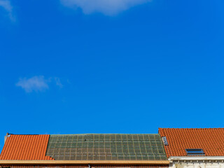 A roof under construction on a house in Brussels, Belgium 